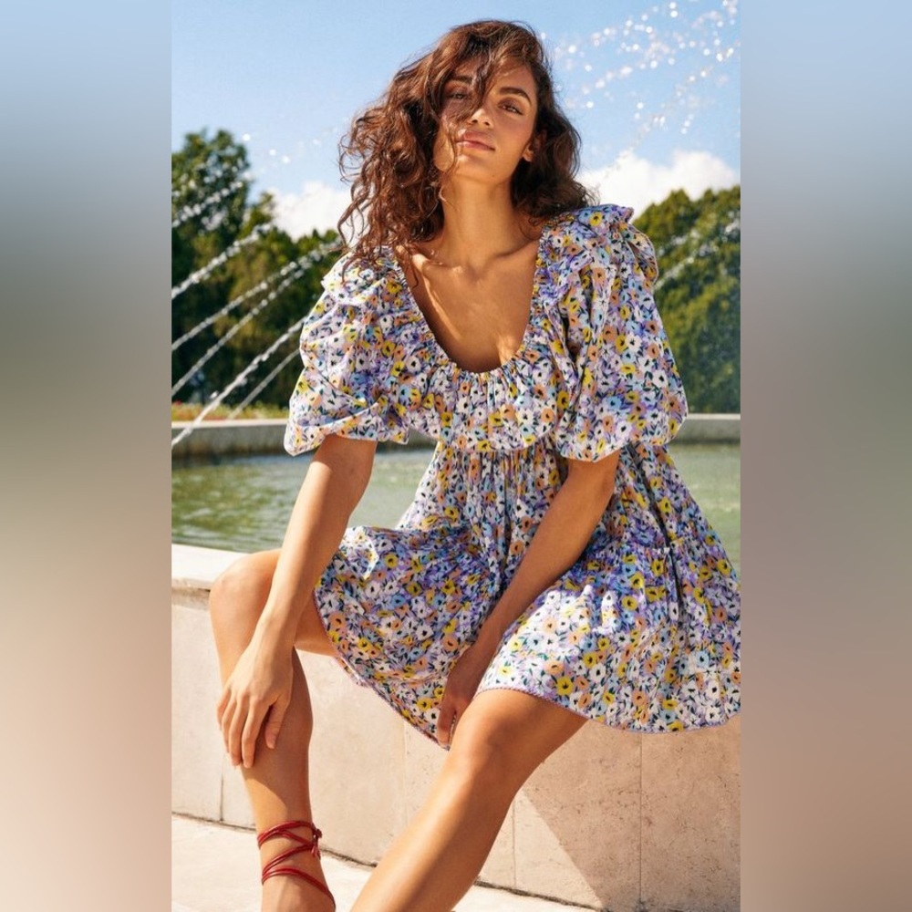 Agua By Agua Bendita Floral Short Dress Flor La Fania Lilac Size Small